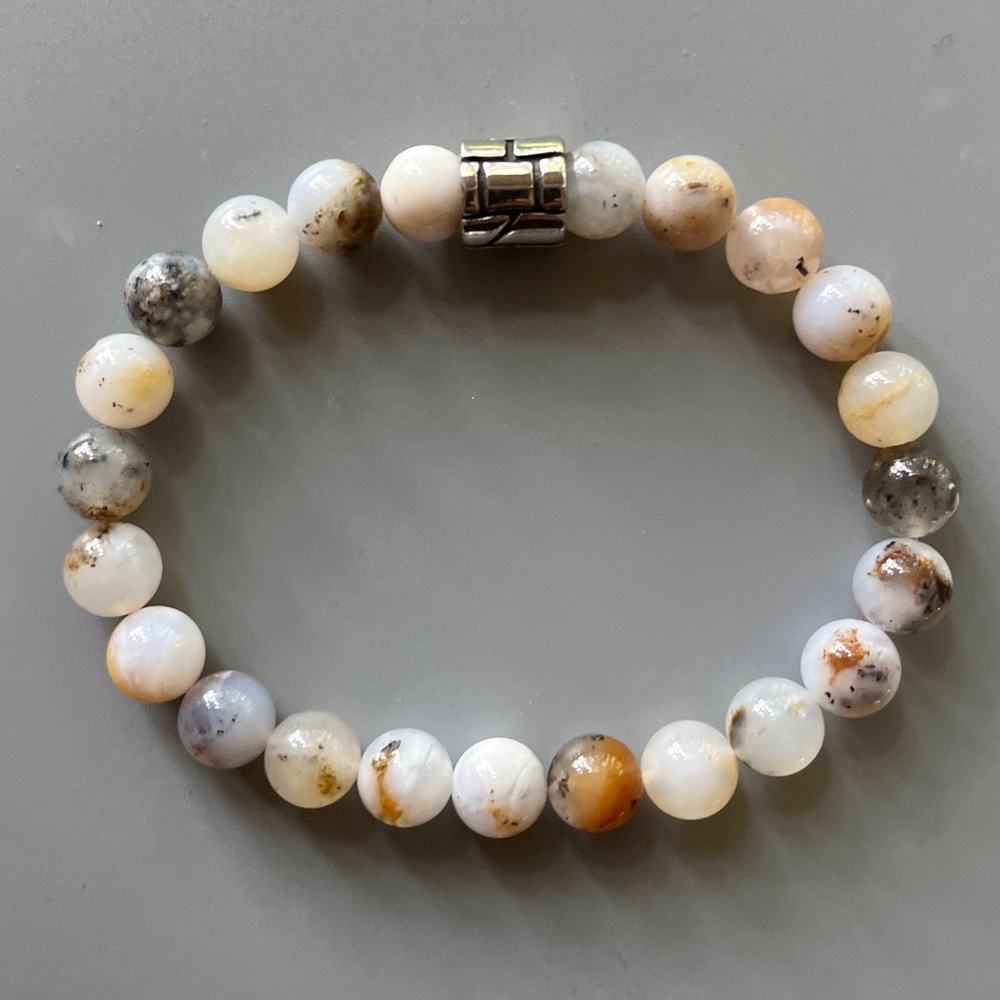 Natural Australian Dendritic Chalcedony Handcrafted Bead Bracelet - Picture 3 of 5